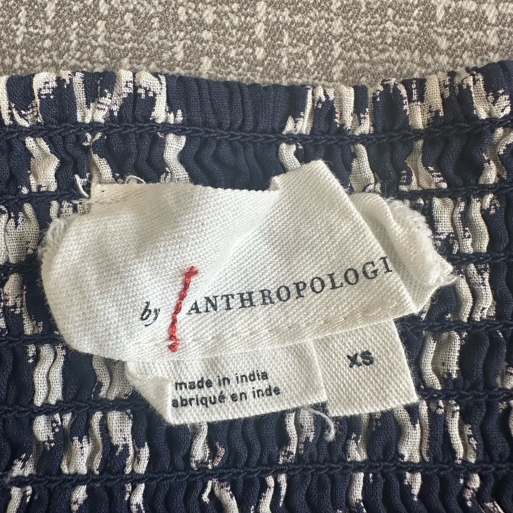 Anthropologie Rimbaud‎ Tie Waist Mini Skirt XS Blue/White - Picture 9 of 14
